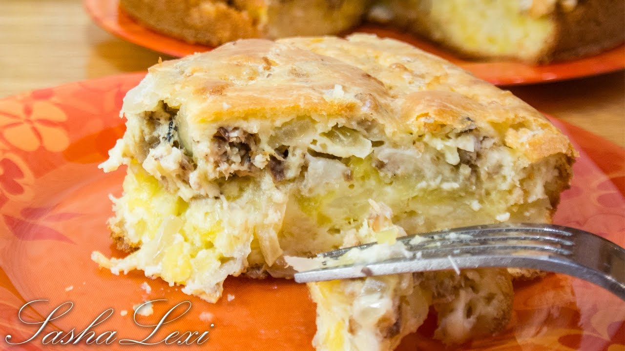 Заливной пирог с рыбой и картофелем. Быстро и вкусно. Рецепт.