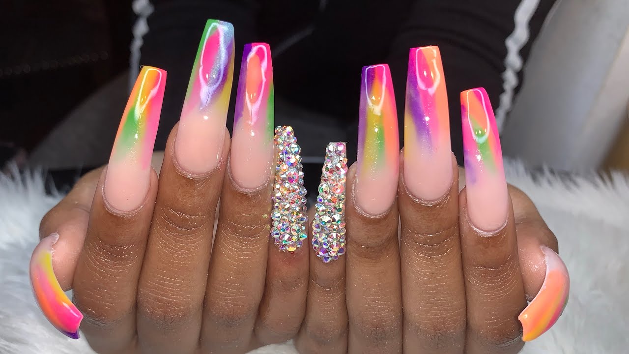 Acrylic Nails Tutorial | Rainbow Ombré Nails | Summer Nails