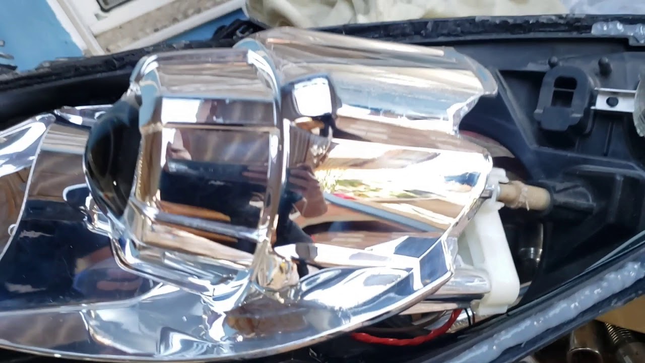 Parte final recuperação farol troca das lentes peugeot 307 projetor 8.1 máscara negra retrofit