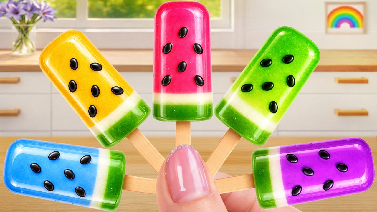 Tasty Rainbow Watermelon Jelly Popsicle ✨Best Of Miniature Rainbow Treat Recipe💗Mini Cake Wonderland