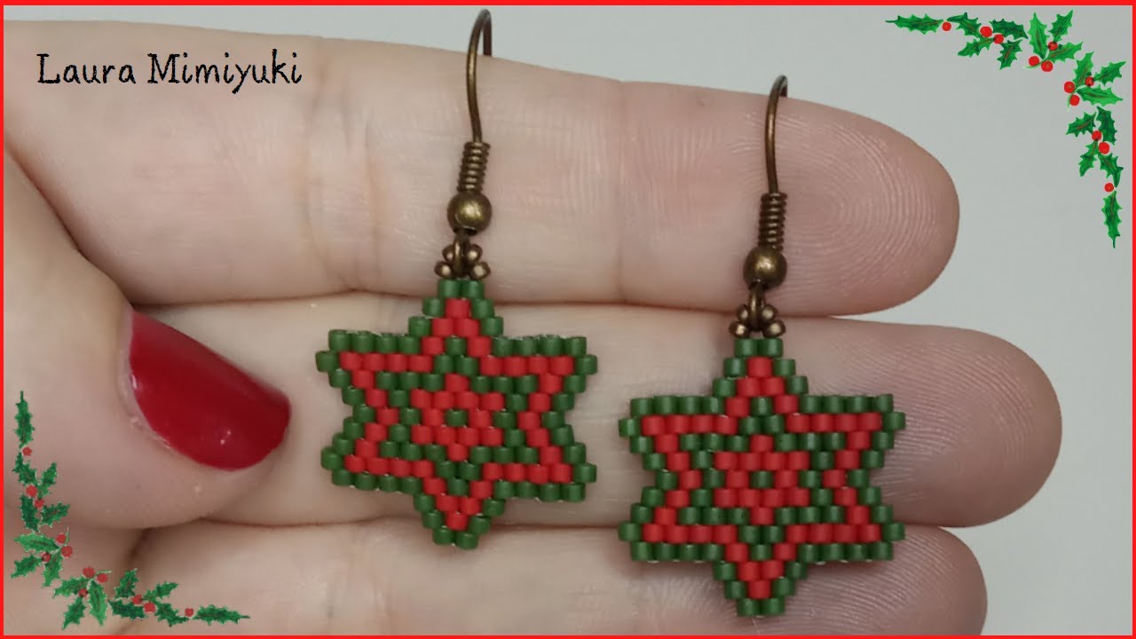 🎄PENDIENTES ESTRELLA MIYUKI/ BRICK STITCH