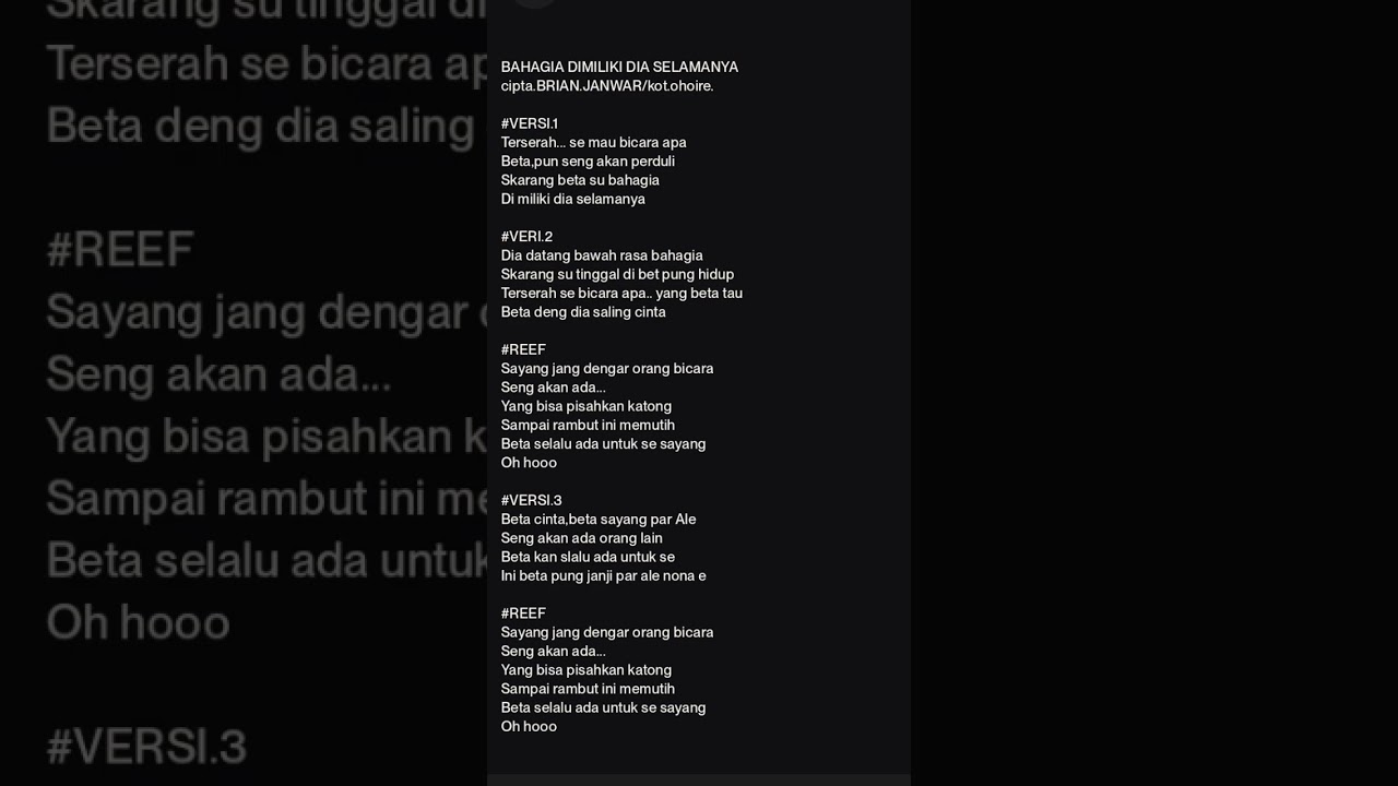 BAHAGIA DI MILIKI ALE SELAMANYA 