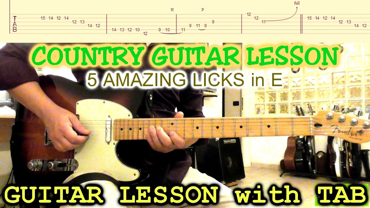 Country Guitar Licks in E | 5 Licks | LESSON with TAB