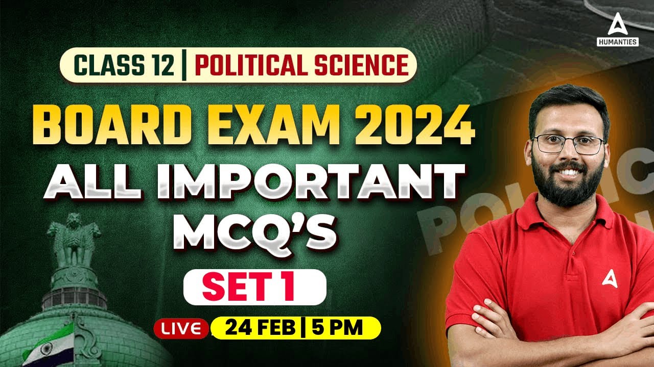 Class 12 Political Science | CBSE Board Exam 2024 | All Important MCQs By Moin Sir | SET 1