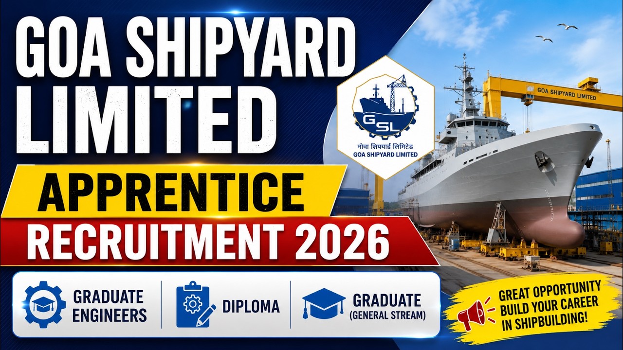 GOA SHIPYARD LIMITED GRADUATE & DIPLOMA APPRENTICE RECRUITMENT 2026.