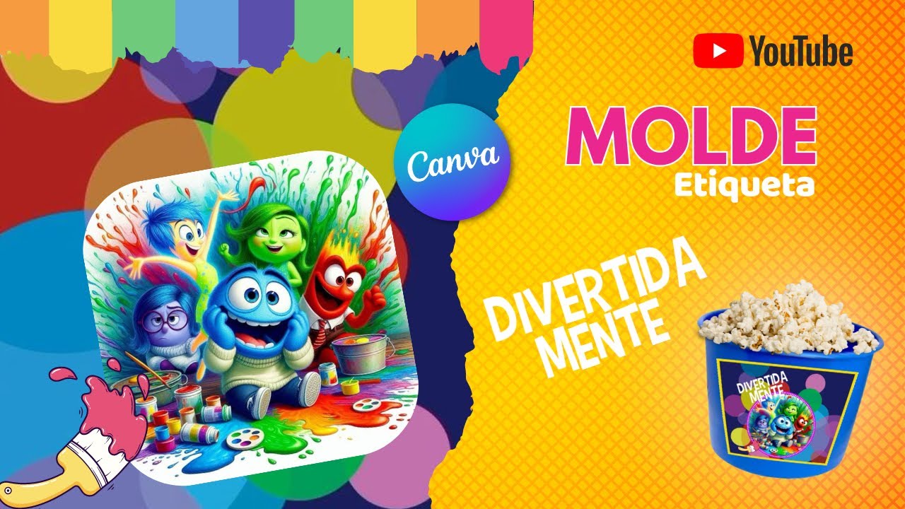 🎁 Como fazer ETIQUETAS para Balde de Pipoca no CANVA