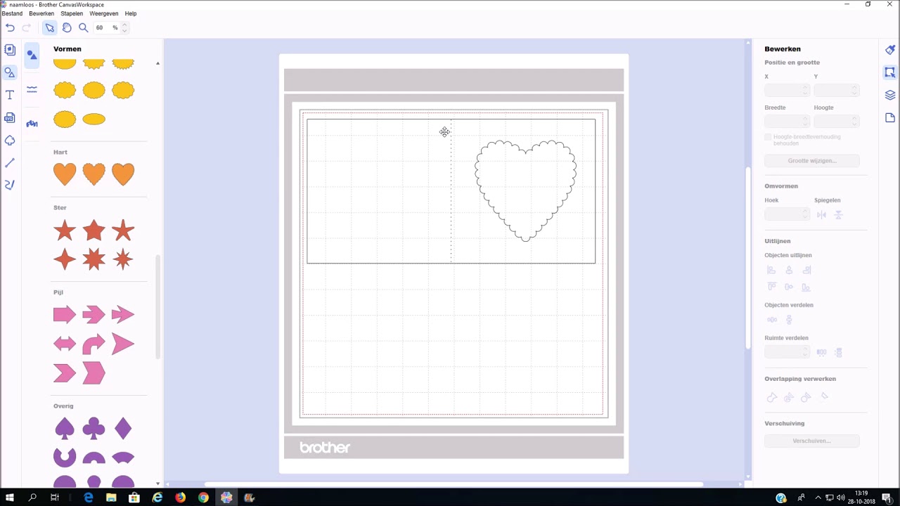 Basis wens kaart maken met Brother canvas workspace