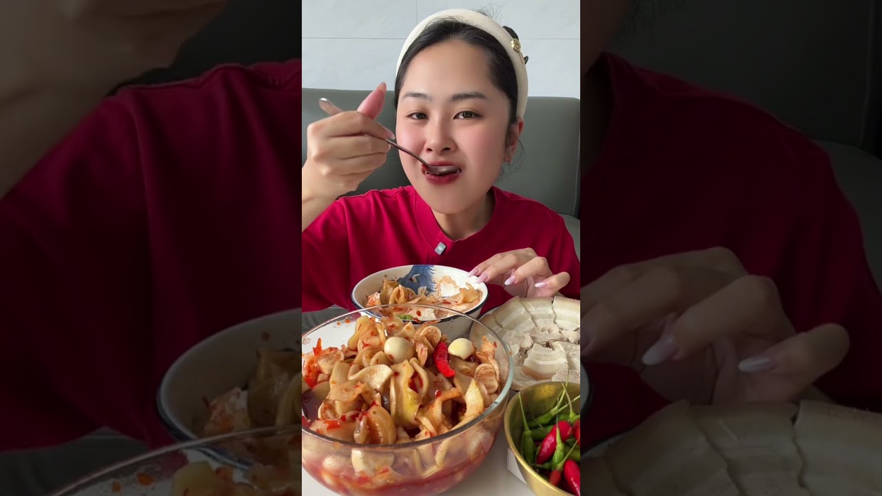 Cơm nhà thịt luộc mắm cà đu đủ #dungthichan #mukbang #food 