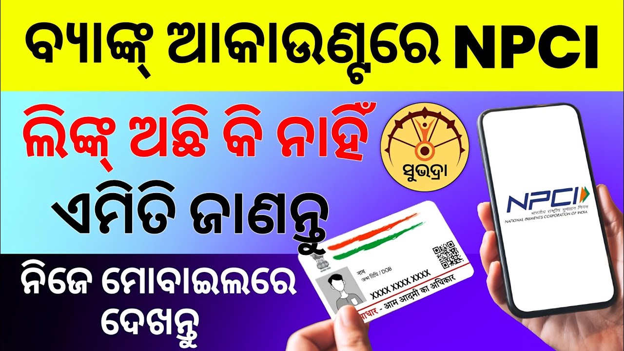 ସୁଭଦ୍ରା NPCI ଏମିତି ଚେକ୍ କରନ୍ତୁ/How to Check Bank Account NPCI Status in Mobile.#npci #npcistatuschek