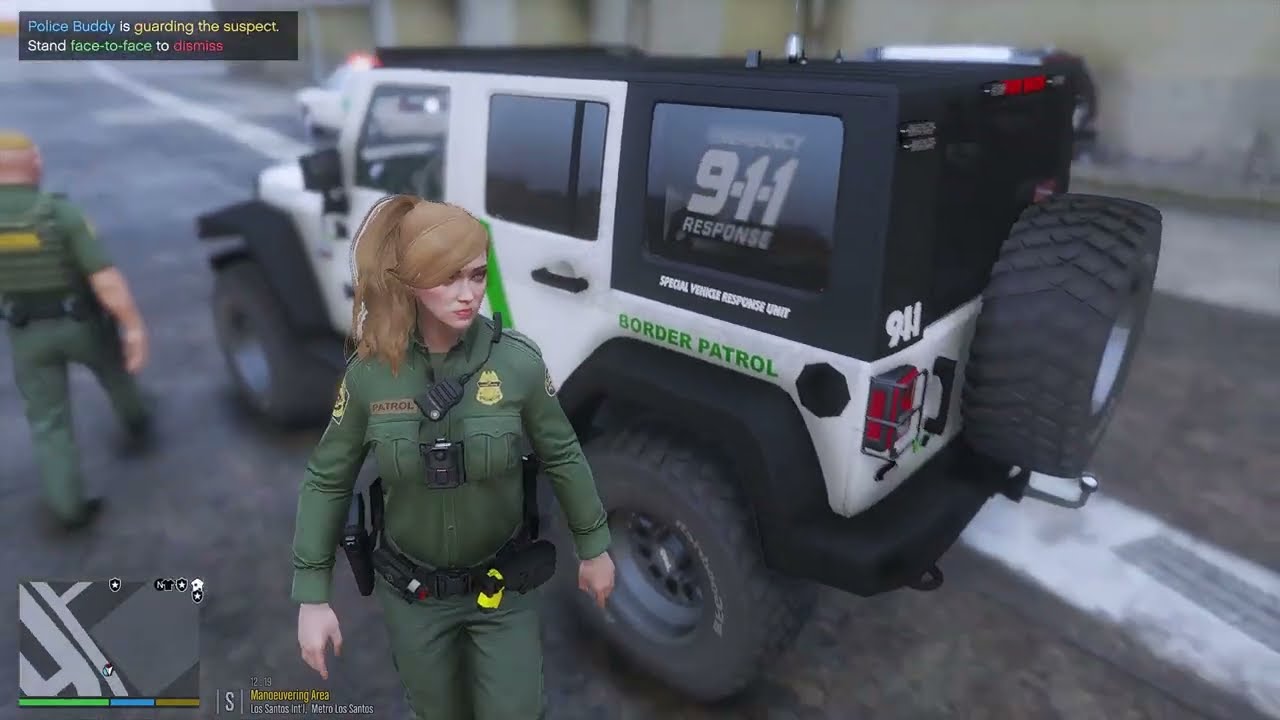 Gta 5 Lspdfr Playing As Border Patrol Female Officer - CVPI Airport Patrol #gta #gta5 #lspdfr