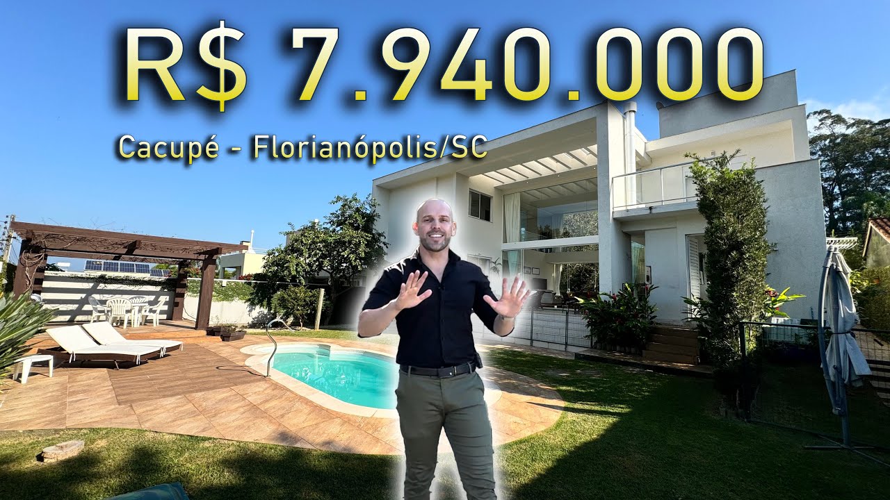 CASA 6 DORMITÓRIOS SENDO 5 SUÍTES a 140M MAR EM CONDOMÍNIO FECHADO, CACUPÉ - FLORIANÓPOLIS/SC.