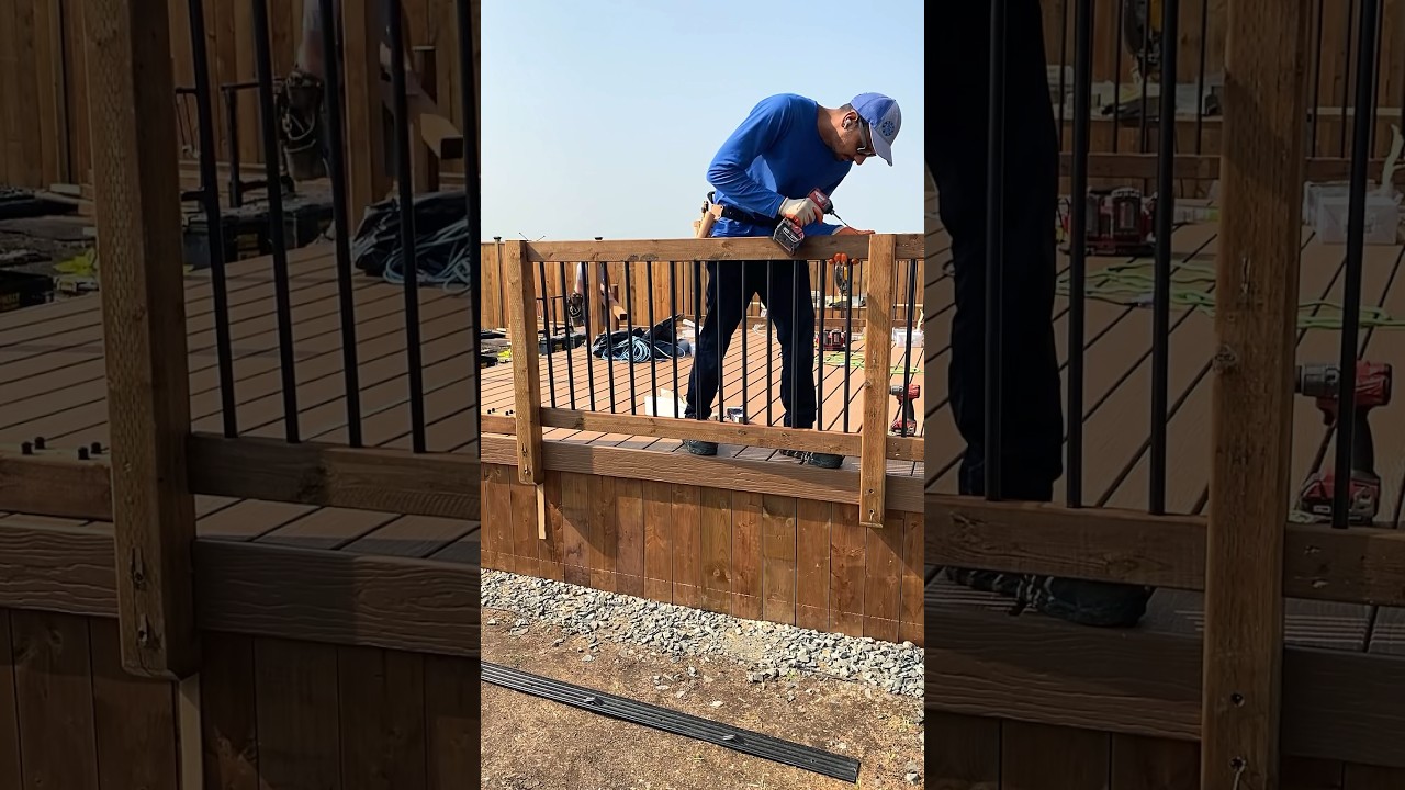 How to install treated wood deck railing on a deck #homeimprovement #diy #build