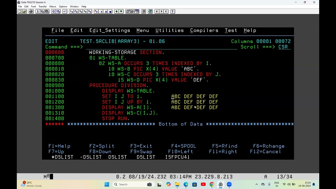 Как работает двумерный массив в Cobol | Всё о мэйнфреймах