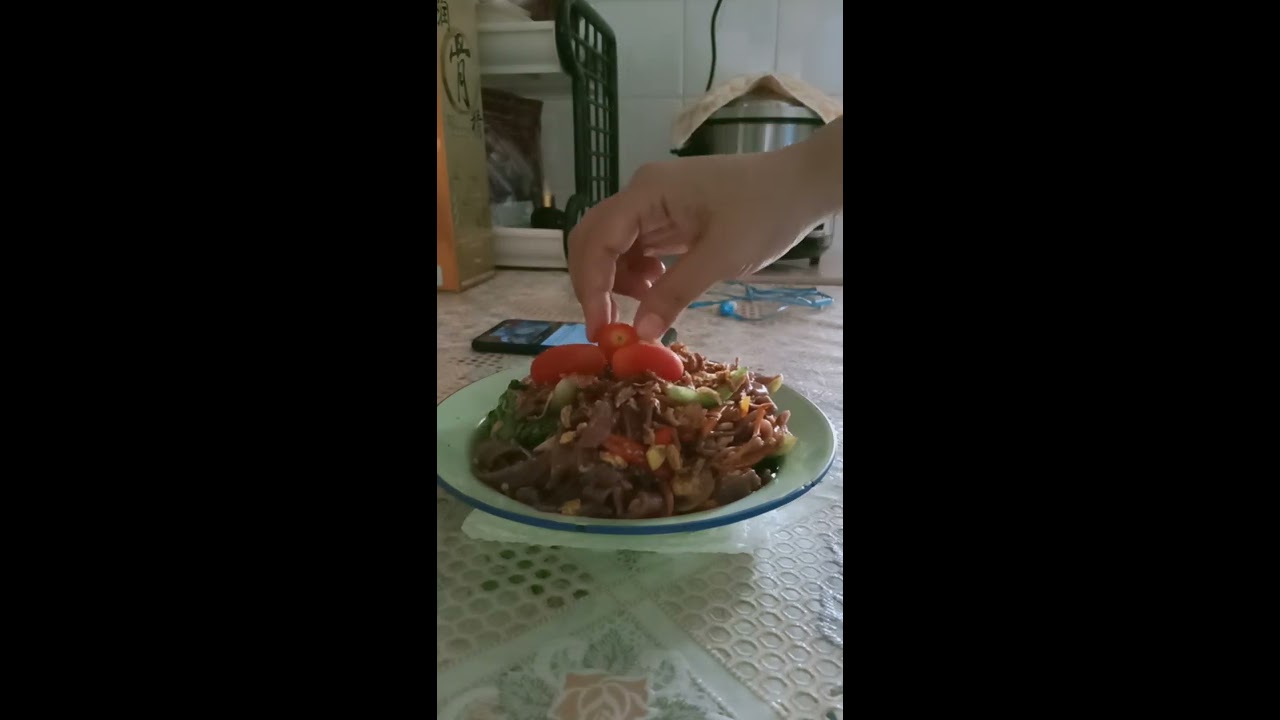 Masak mie goreng Ubi jalar ungu