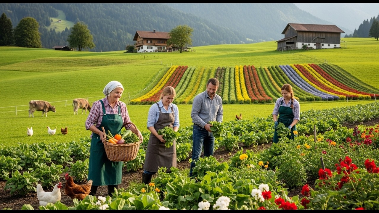 Peaceful Countryside Garden Life - Simple Vegetable Garden Harvest in Rural Farm Life