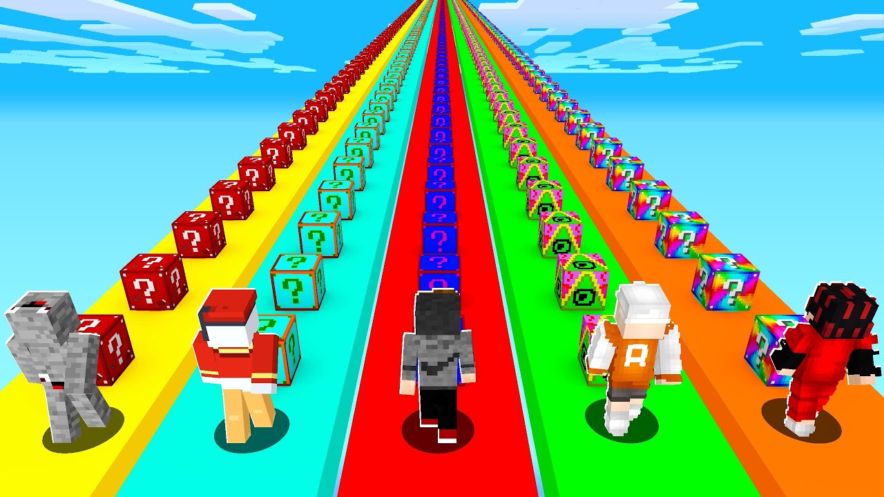 1v1v1v1v1 Minecraft LUCKY BLOCK RACE !