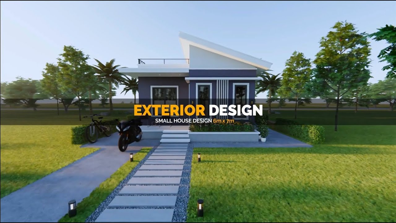 Small House design | 6m &times; 7m | Balcony  5sqm | Bedroom1 8sqm | Bedroom2 design 8sqm | 3D design