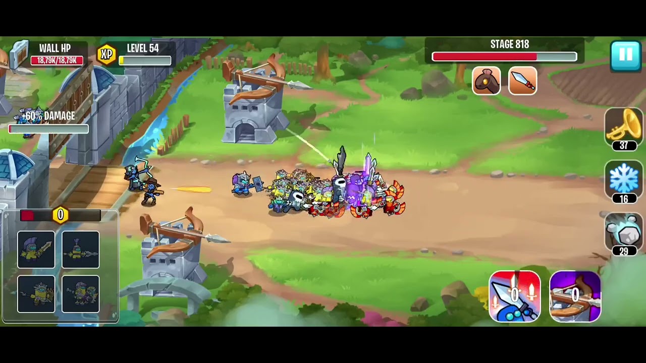 Stage 812 - 823 Warriors Defend: Castle Defend - Gameplay Android, iOS