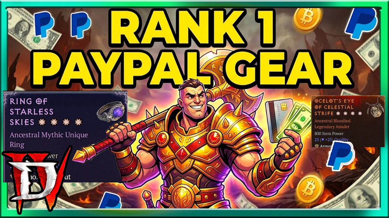 Сборки для 1-го ранга в Diablo 4 для атаки башен: СНАРЯЖЕНИЕ ОТ PAYPAL! Просмотр профилей оказалс...