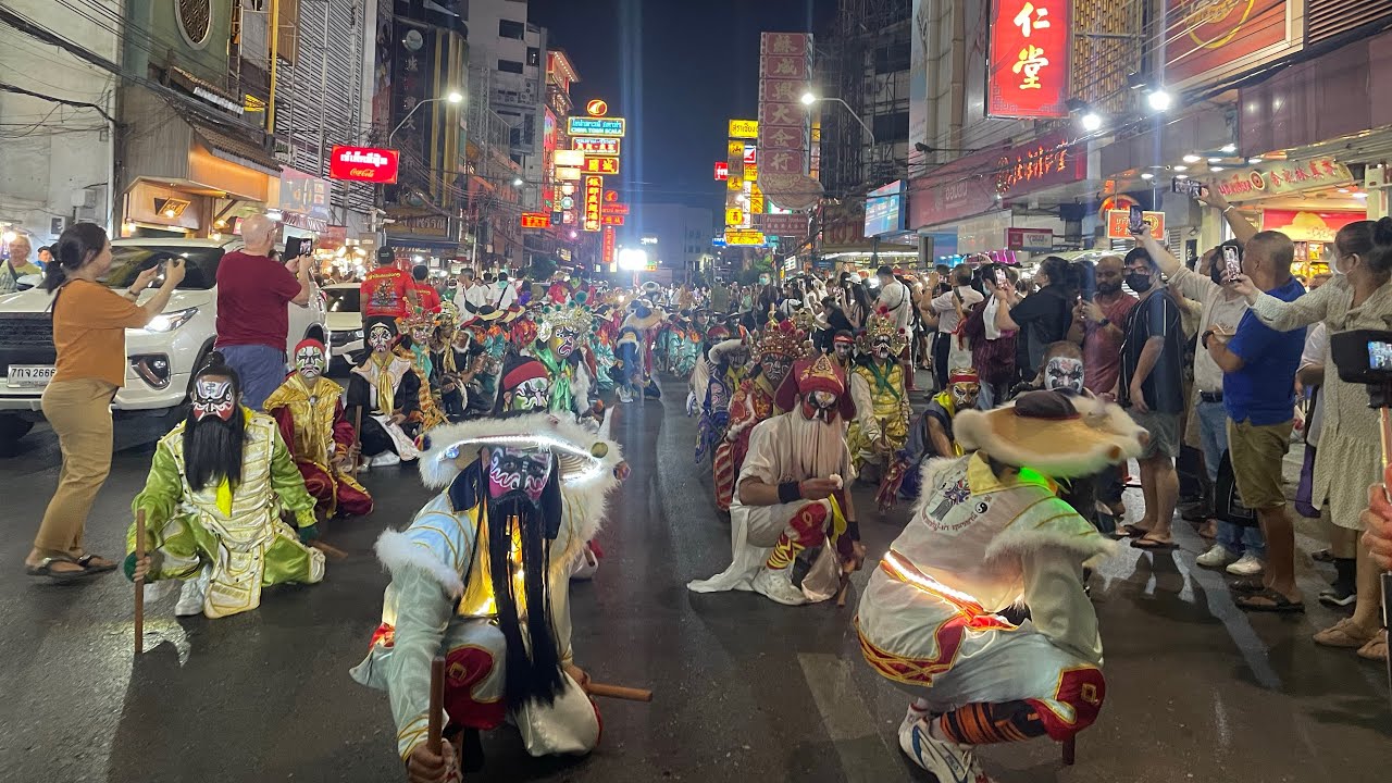 潮汕英歌 การแสดงเองกอคณะศาลเจ้าปู่ย่าอุดรธานี งานแห่ศาลเจ้าไต่เสี่ยฮุกโจ้วเยาวราช คลิป 2