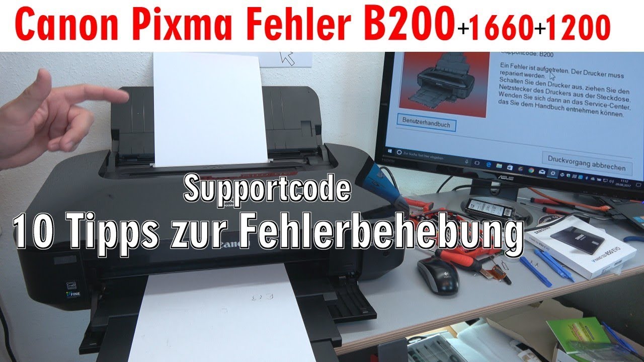 Canon Pixma B200 Fehler - 10 Tipps zur Fehlerbehebung | Error Supportcode 1660 1200 - [4K]
