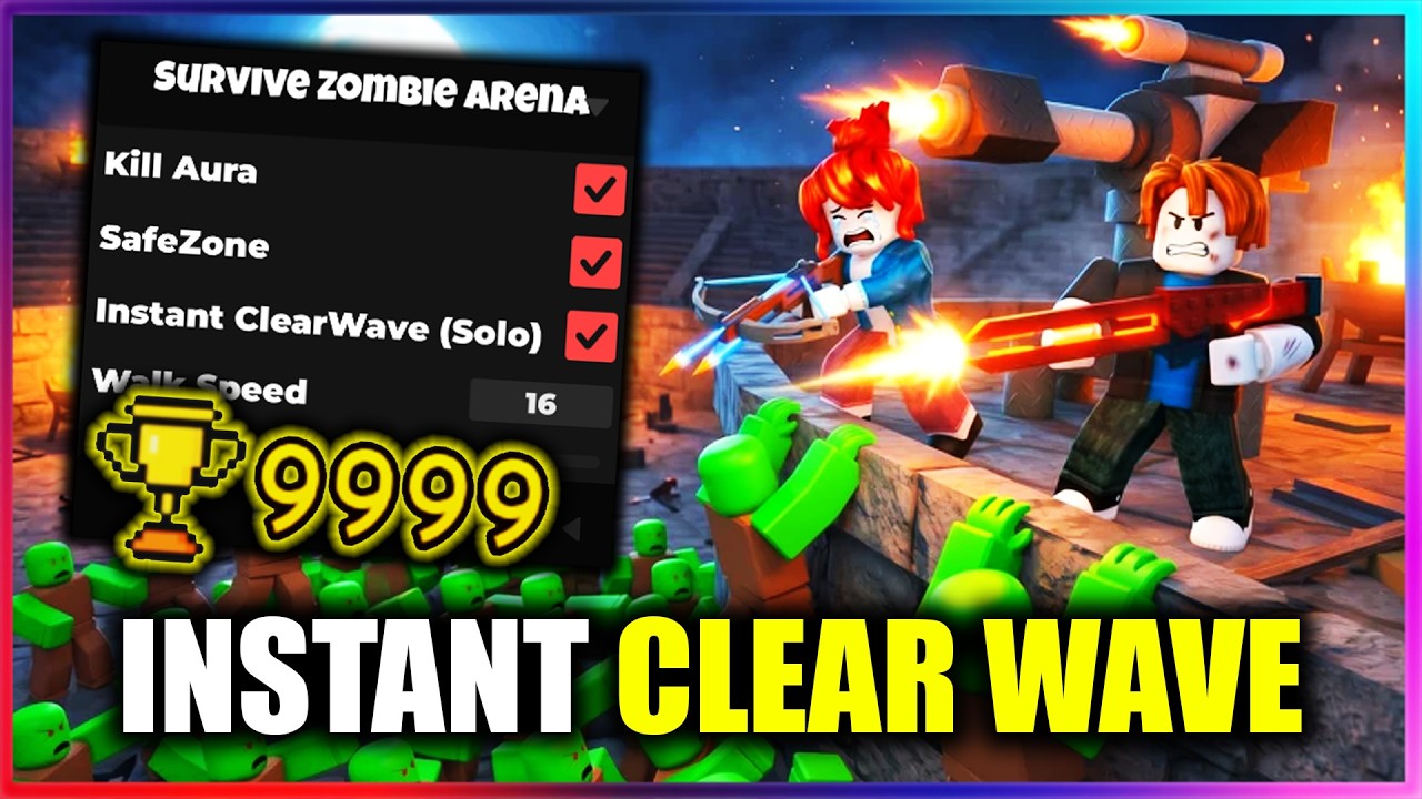 [🏆OP] Survive Zombie Arena Script - Instant ClearWave, Wave Farm