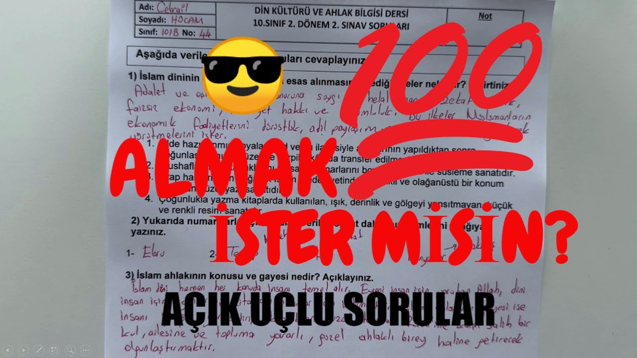 10. Sınıf Din Kültürü 2. Dönem 2. Yazılı