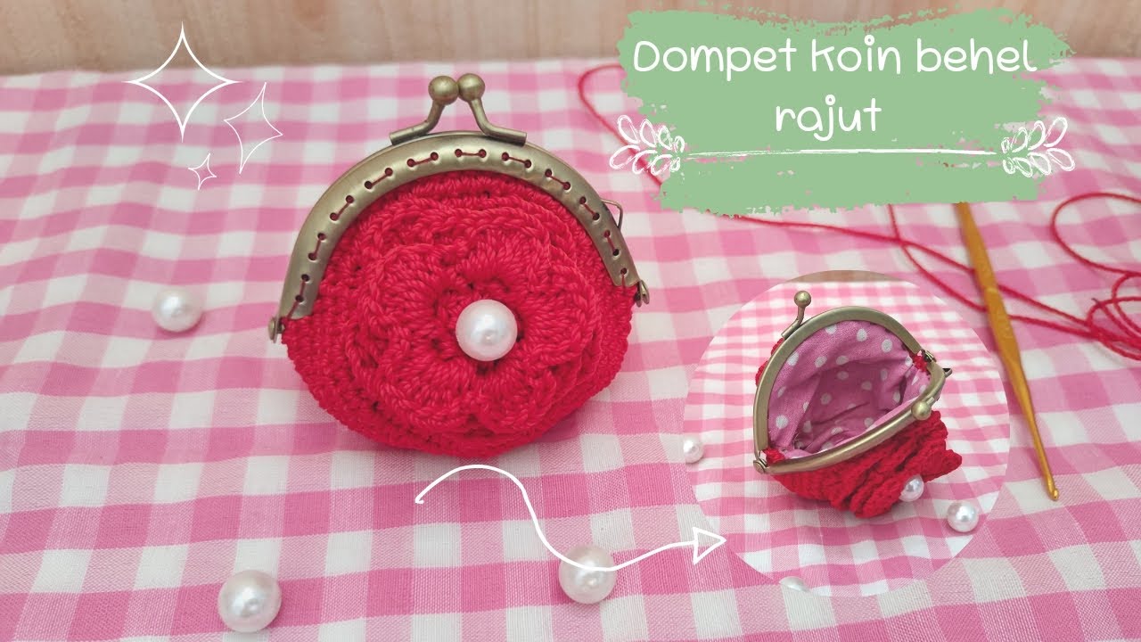 Merajut dompet koin behel | crochet mini purse with clasp