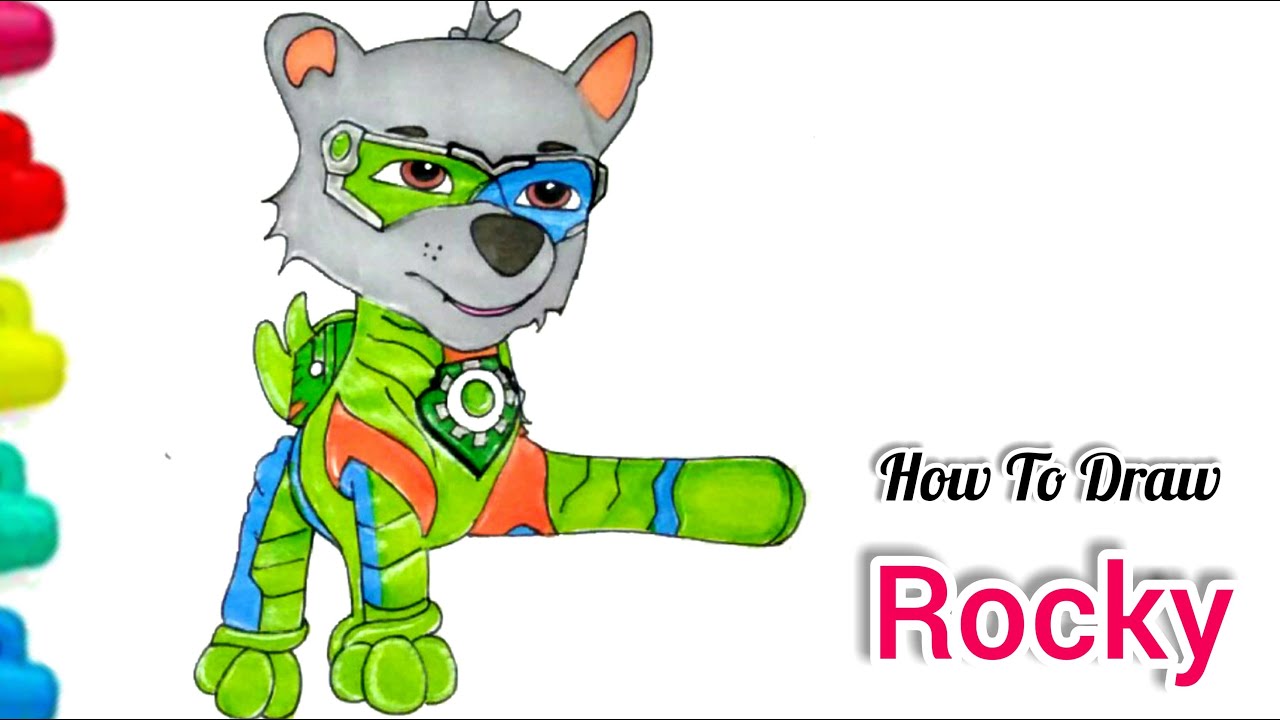 How To Draw Rocky / Mighty Pup Rocky From Paw Patrol 🐾 Easy