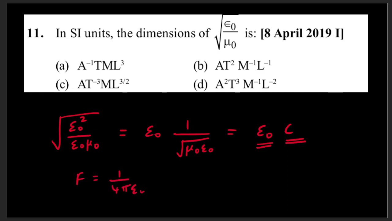 UNITS AND MEASUREMENTS JEE PYQ SOLUTION Q. NO. 11 TO 20