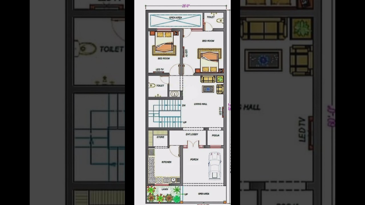 25'&times;60' House Plan || Floor Plan || 25feet by 60feet ghar ka naksha