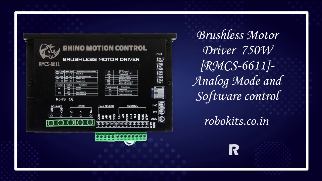 Rhino Motion Control Brushless Motor Driver 750W - Analog Mode and Software Control