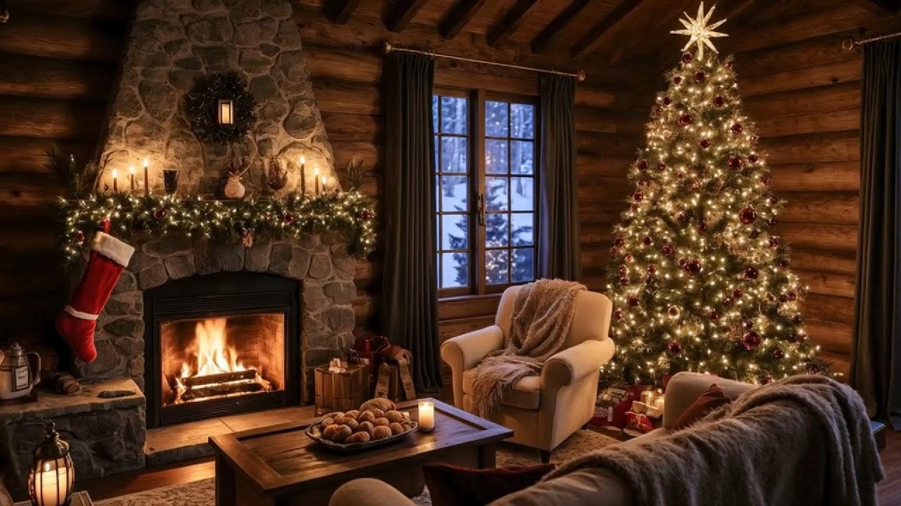 Cozy Christmas Night by the Fireplace 🎄❄️ | Warm Winter Ambience for Relaxation & Sleep