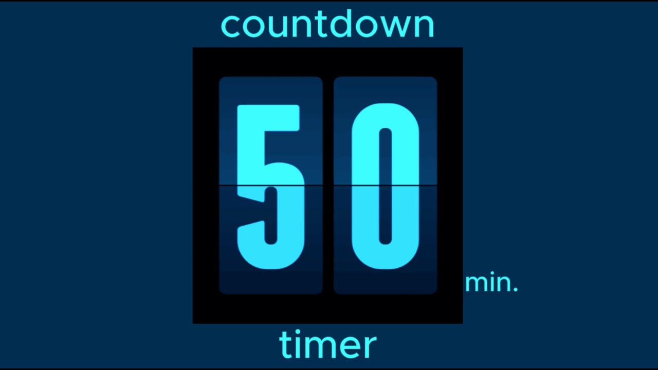 50 min countdown timer / electric blue design • flip timer • no music • only bell / productivity