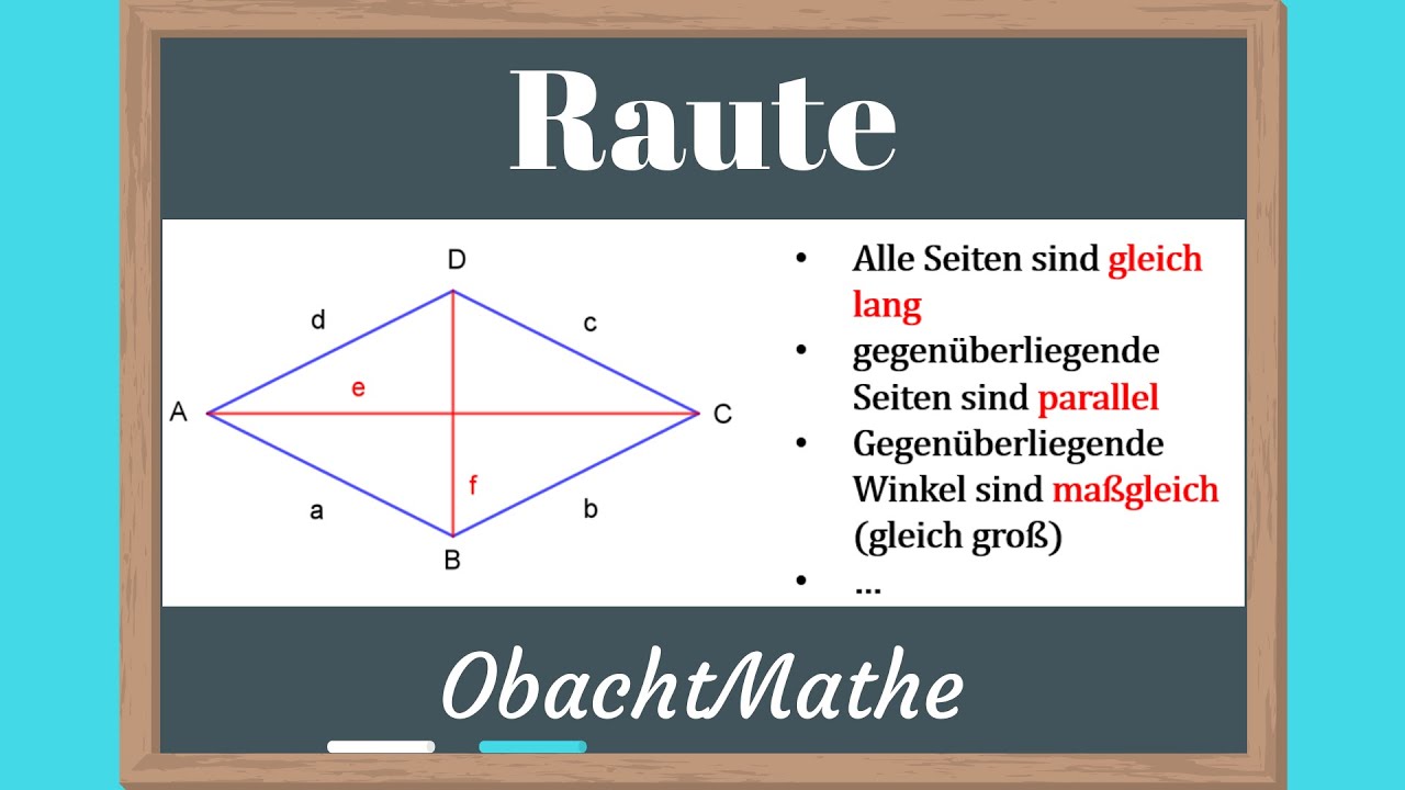 Raute (Rhombus): Eigenschaften und Raute zeichnen | ganz einfach erklärt | Geometrie | ObachtMathe