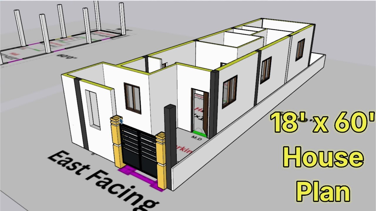 18x60 East Facing Ghar Ka Perfect Plan | Full 2D + 3D Model | Best East Facing Plan With 3D View
