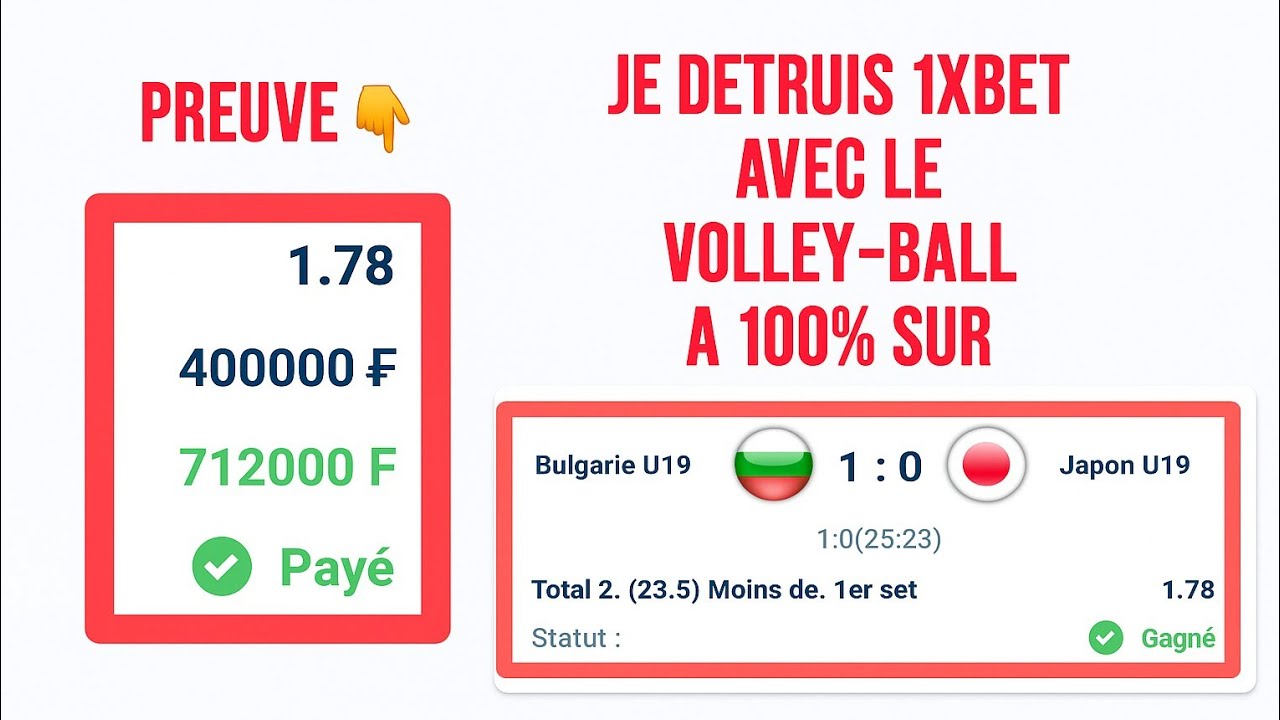 Grosse faille 1xbet 2025 avec le Volley ball 100% fiable