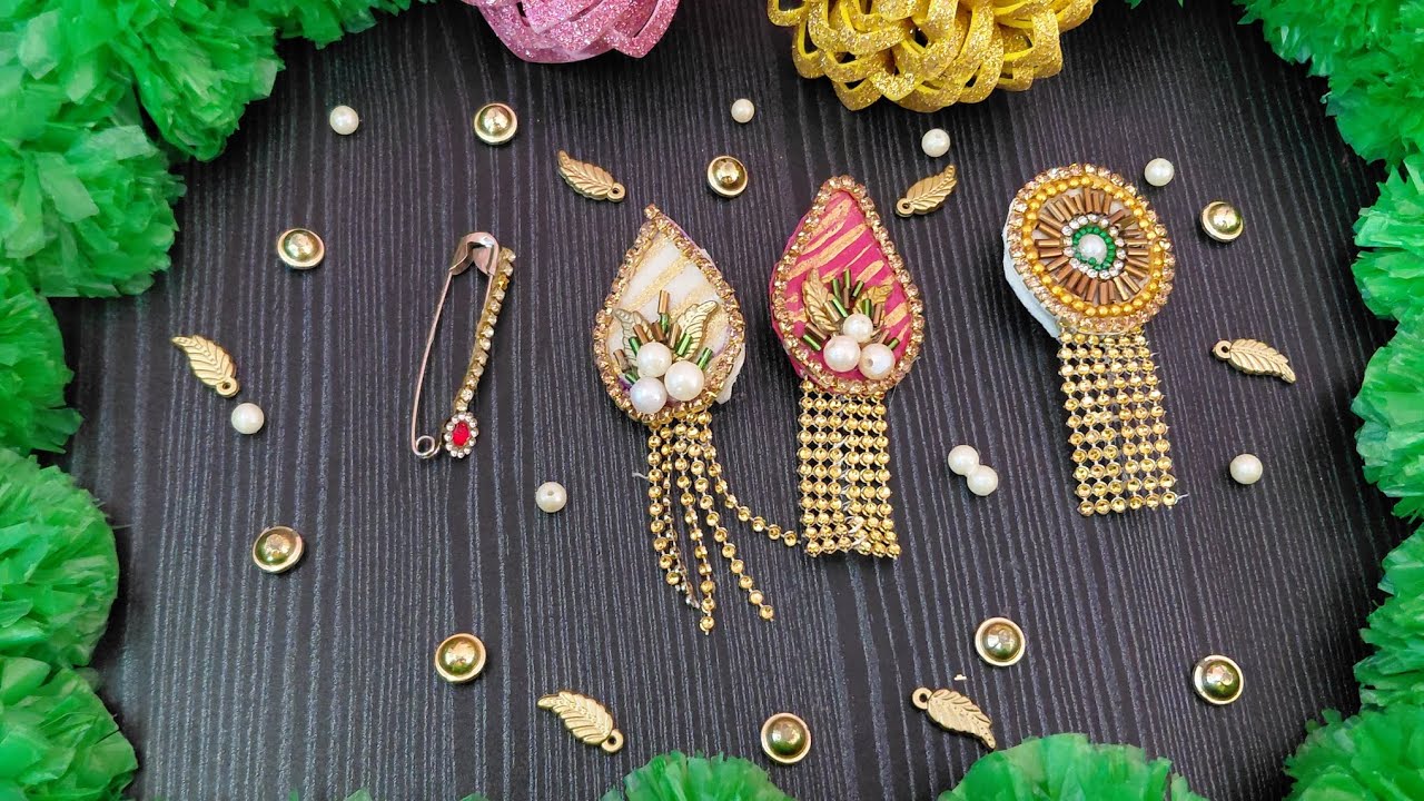FANCY SAREE PIN ||BROACH||SAREE PIN  DIY AT HOME WITH FAOM SHEET  #saree #broach #diy @CrafterAditi 