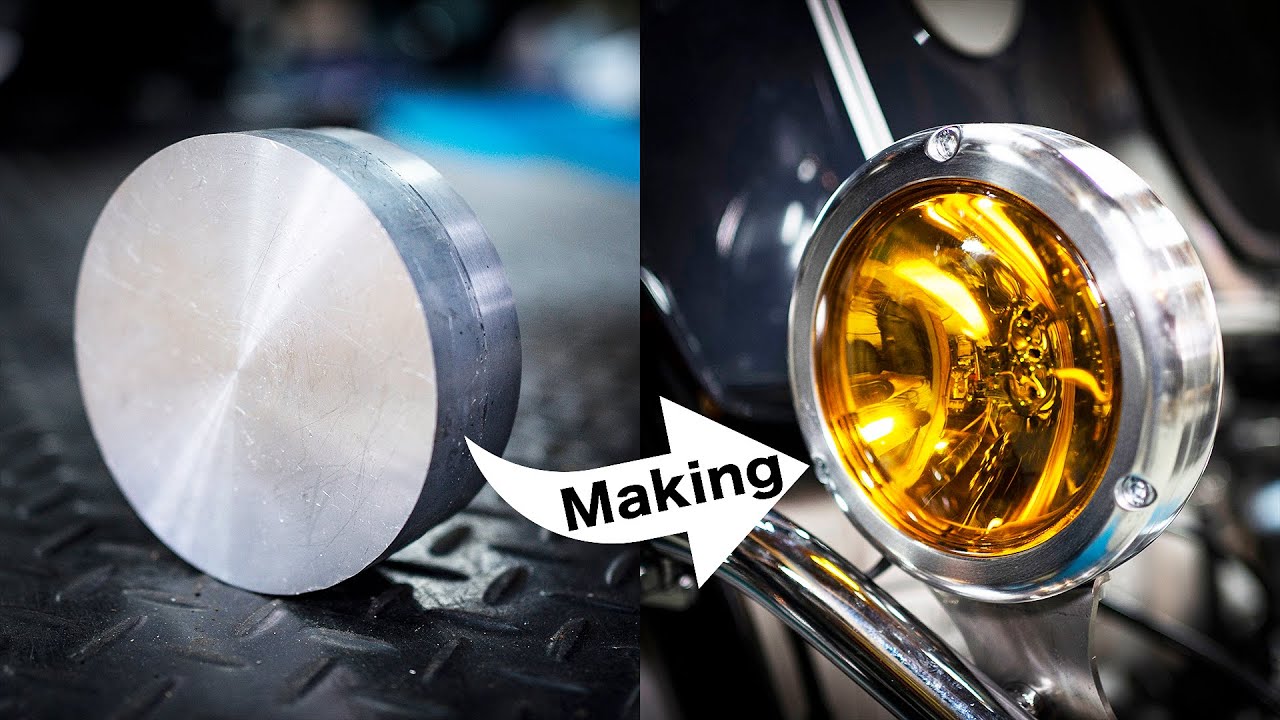 Making a lamp.アルミの塊からフォグランプを作る。
