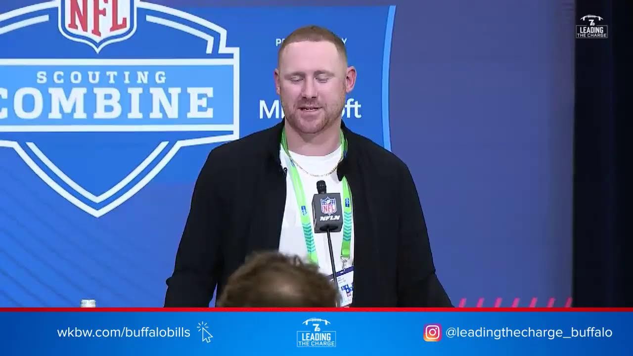 Buffalo Bills GM Brandon Beane and head coach Joe Brady speak at the NFL Combine