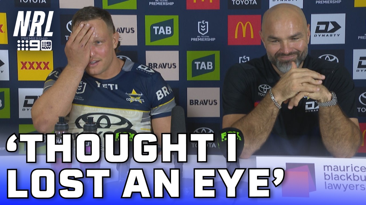 What happened to Reuben Cotter's face? : NRL Presser | NRL on Nine