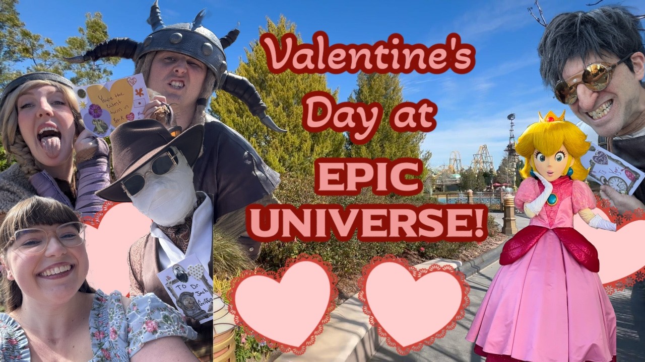 Giving Characters Valentines Day Cards at Epic Universe!