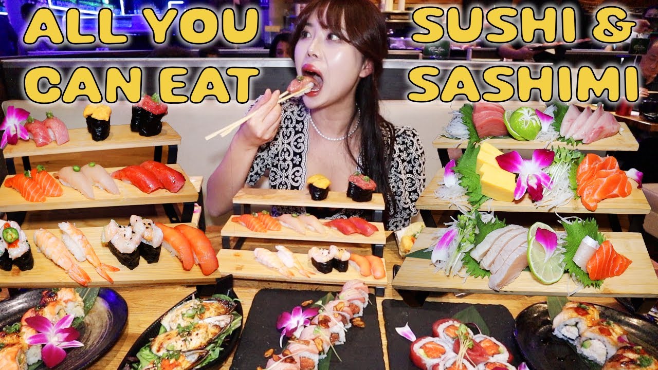 BEST ALL YOU CAN EAT SUSHI in Orange County! SUSHI & SASHIMI MUKBANG 먹방 at Sushi Damu in Tustin, CA