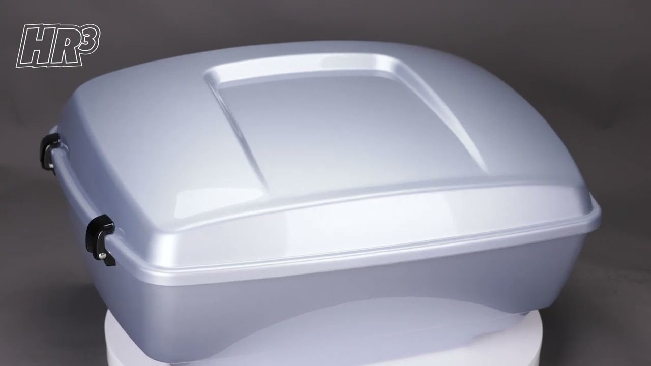 HR3 Atlas Silver Metallic 13.7" King Size Touring Trunk Luggage For 14-24 Harley Touring