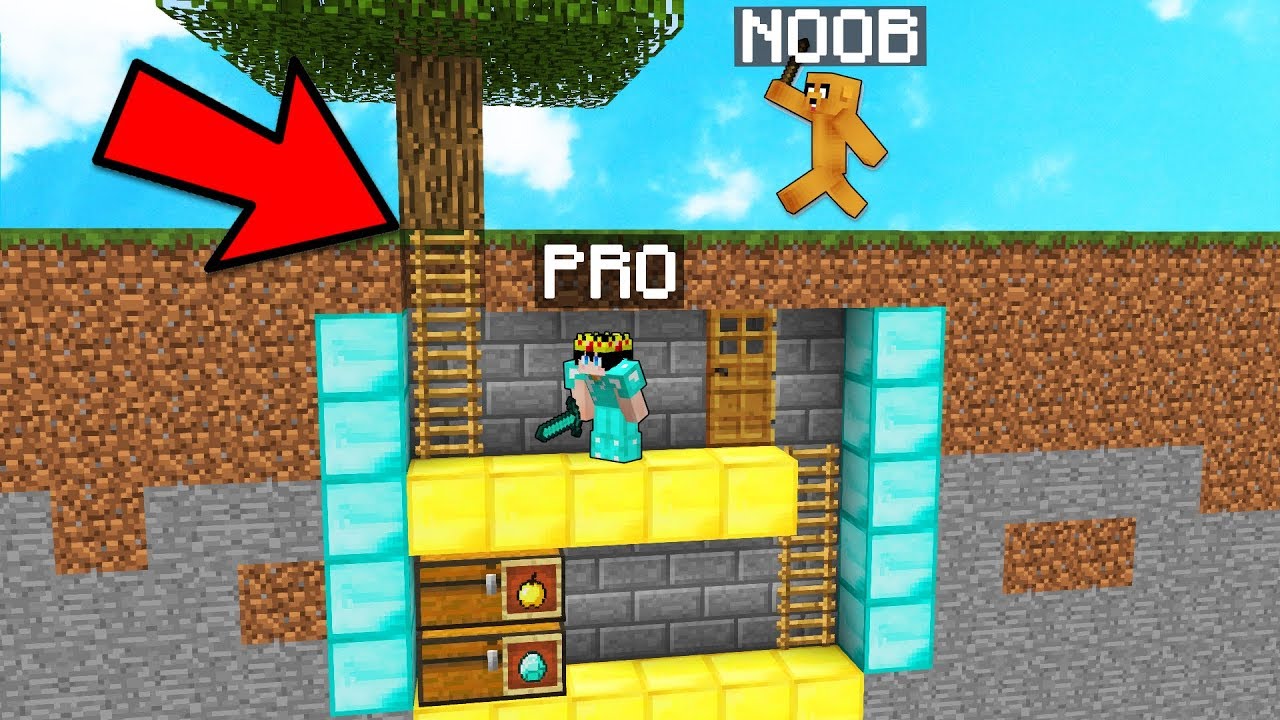 MINECRAFT NOOB Vs PRO: EL MEJOR ESCONDITE SECRETO BAJO TIERRA!!