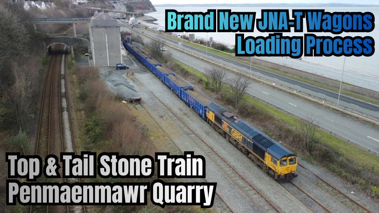 GBRf Top & Tail AGGREGATES TRAIN Getting Loaded - Penmaenmawr Quarry Plus Drone Birds Eye View