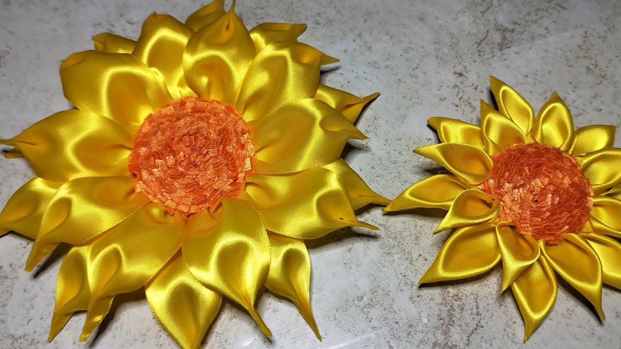 Girasol de listón satin #girasoles #facildehacer #floreterna #diy #art