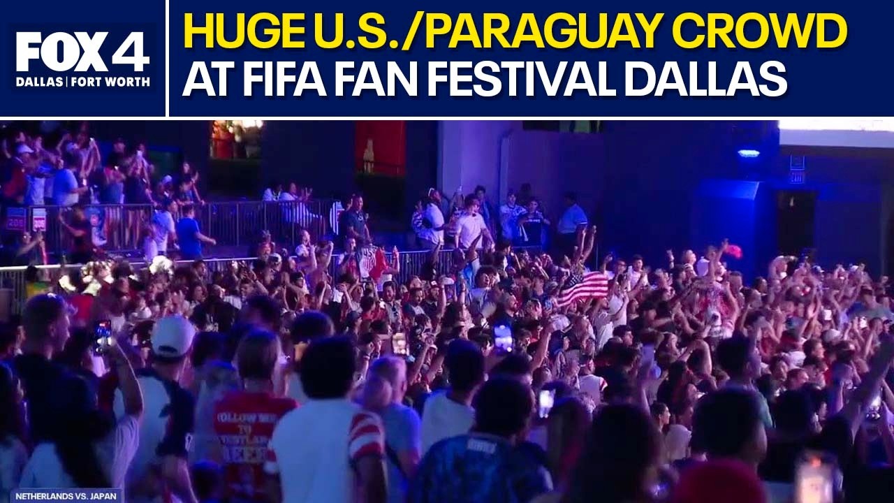 Болельщики на FIFA Fan Fest в Далласе празднуют победу сборной США на Чемпионате мира
