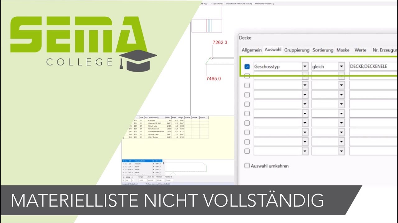 ErsteHilfe: Hölzer von Dach- Deckenelementen fehlen in der Materialliste