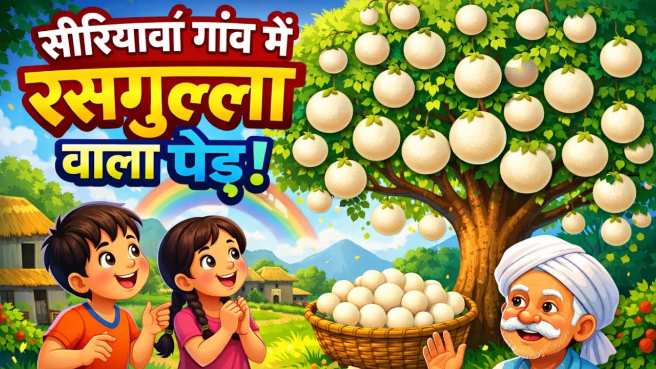 सीरियावाँ गाँव में रसगुल्ला वाला पेड़ कहानी 🥰#cartoon #story #childstories @story 
